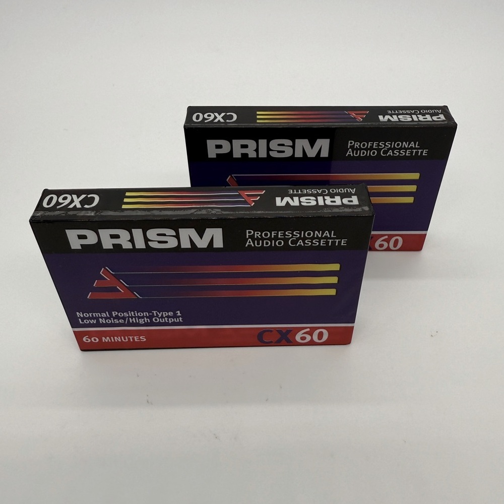 NWT VTG Prism Professional Audio Cassette CX60 Blank 2 Pack 80s Retro Music